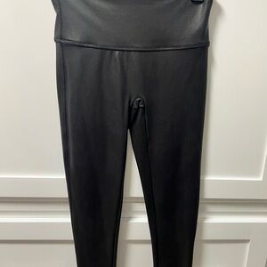 SPANX Faux leather Leggings- tummy control size L Petite